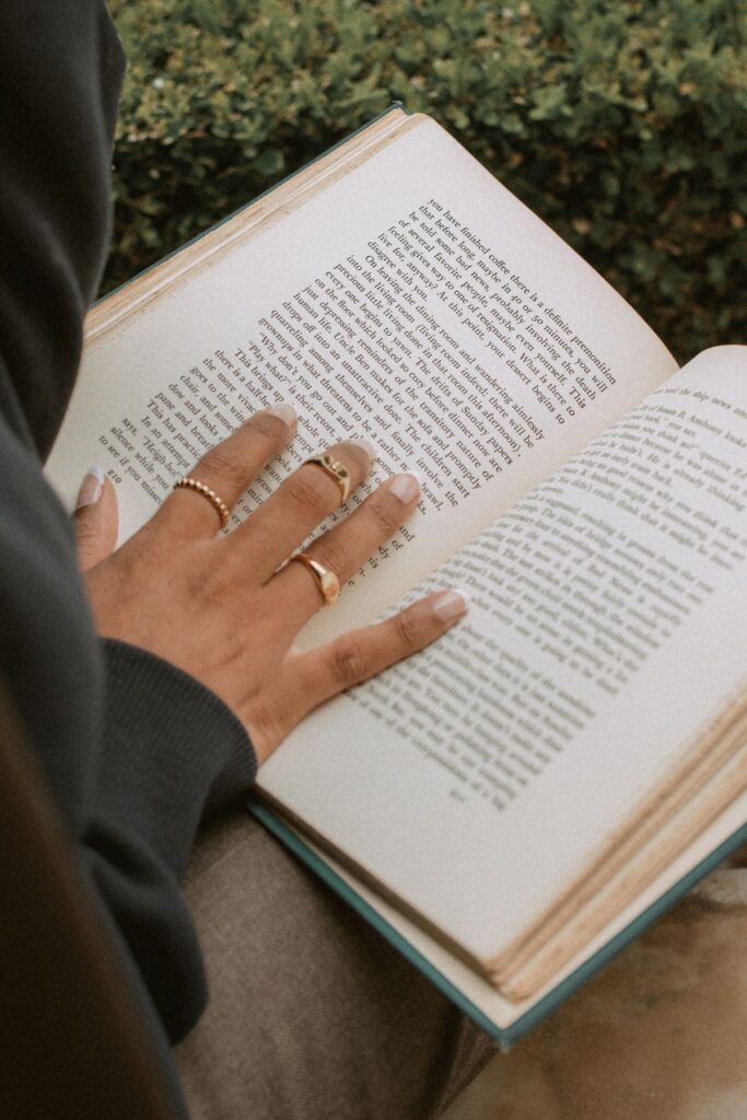 person reading book