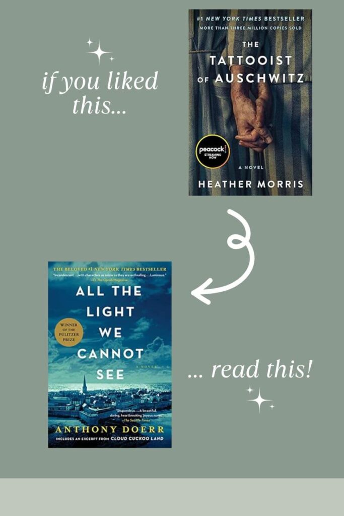book recommendation graphic of the tattooist of auschwitz