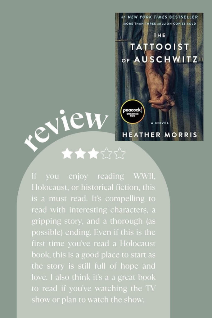 Book review graphic of the tattooist of auschwitz