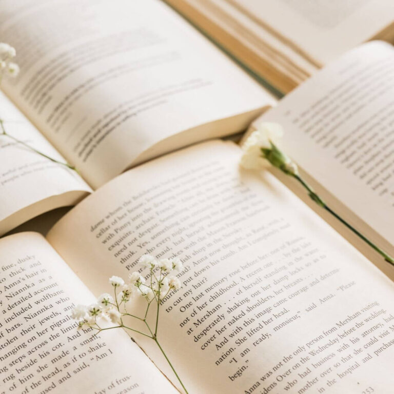 books with flowers